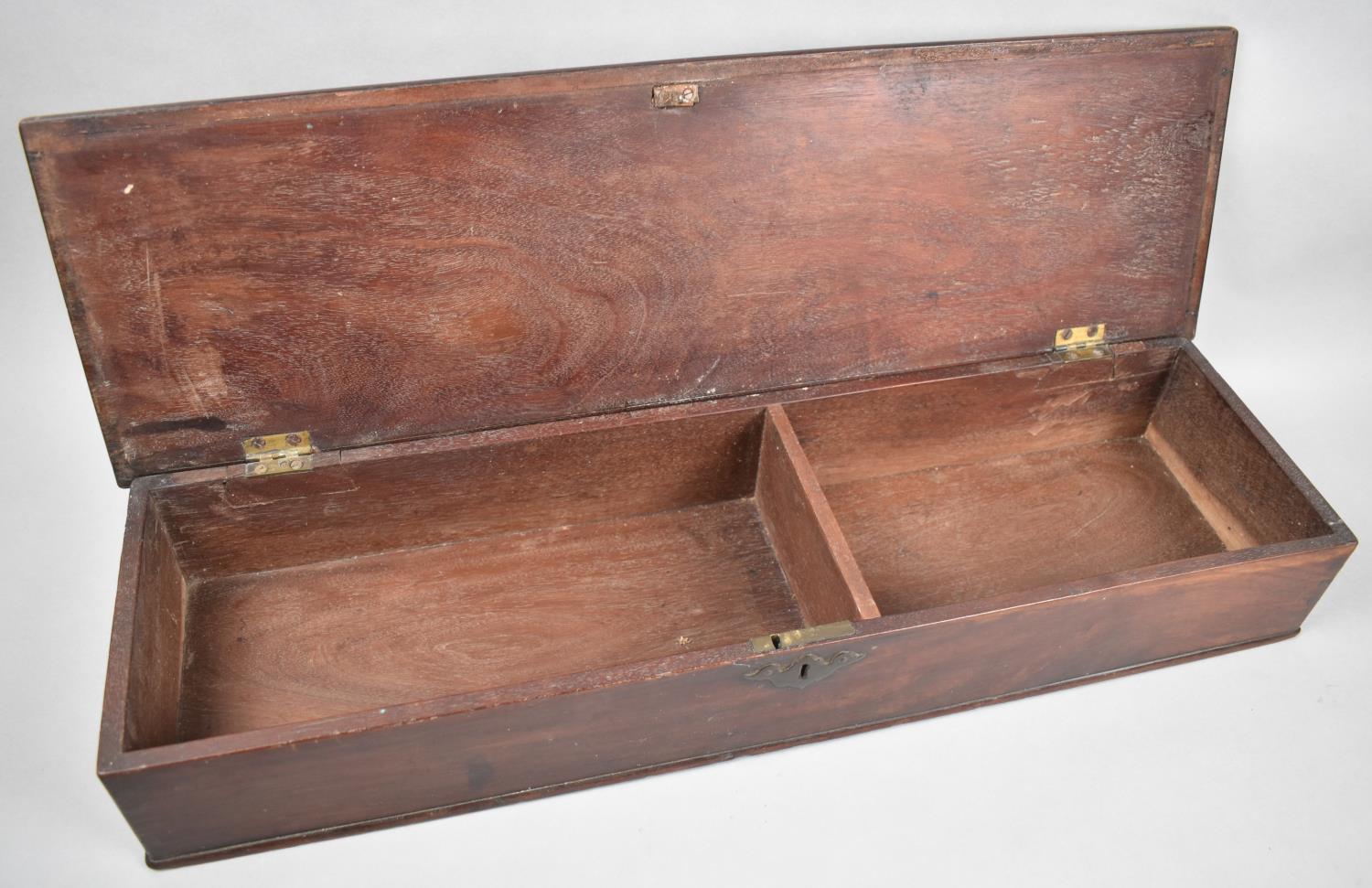 A 19th Century Mahogany Box with Hinged Lid to Two Division Interior, 61cms Wide, 18.5cms Deep, - Image 2 of 2