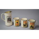 A Collection of Three Modern Guinness Advertising Mugs and a Jug