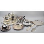 A Collection of Various Silver Plated items to Include Four Piece Coffee Set, Galleried Tray, Muffin