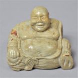 A Modern Carved Oriental Soapstone Study of Seated Buddha, 7cm Wide