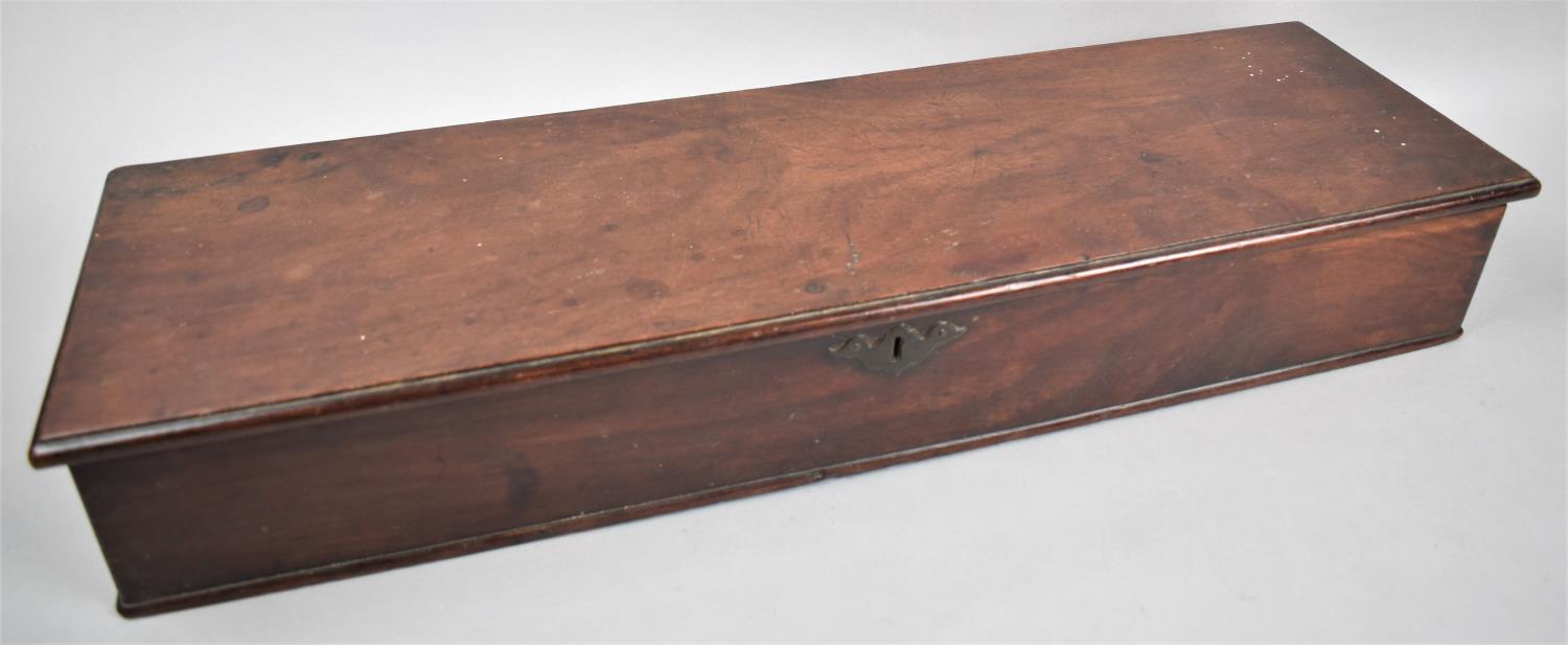 A 19th Century Mahogany Box with Hinged Lid to Two Division Interior, 61cms Wide, 18.5cms Deep,