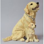 A Country Artists Resin Study, Golden Retriever with Puppy, 21cm high