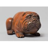 A Nicely Carved Netsuke in the Form of a Bulldog, Signed, 5cm Long