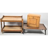 A Barley Twist Two Tier Low Trolley Oak Bed Tray and Locked Oak Box (No Key)