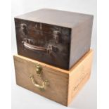 A 1995 Box for Vintage Port and an Edwardian Wooden Box with Hinged Lid