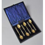 A Cased Set of Six Continental Silver Coffee Spoons, Stamped 830