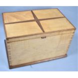 A Mid 20th Century Wooden Sewing Box with Geometric Inlay to Hinged Lid, Removable Tray Together