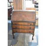 A Mid 20th Century Mahogany Bureau with Three Drawers to Base, Lock is with Key But Requires