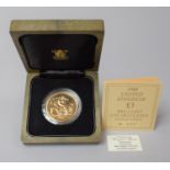 A 1988 Brilliant Uncirculated £5 Gold Coin with Certificate No. 01761 and Royal Mint Case