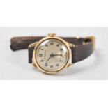 A Ladies 9ct Gold Cyrano Wrist Watch with Leather Strap, Stap AF