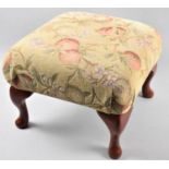 A Modern Tapestry Topped Square Upholstered Footstool on Short Cabriole Supports, 35cm Square