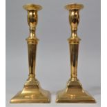 A Pair of 19th Century Brass Candlesticks, 21.5cm high