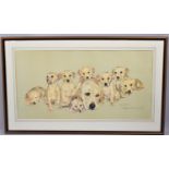 A Large Limited Edition Pollyanna Pickering Print, Depicting Labrador Family, No. 7/850, 83x43cm
