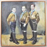 A Framed Oil on Canvas Depicting Boy Scouts, Monogrammed GH 2006, 61x61cm