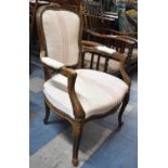 A French Style Salon Armchair in Need of Some Attention to Arm Joints and Reupholstery