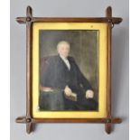 A Framed 19th Century Oil Miniature Portrait of Seated Pastor, with Reference to The Old Parish