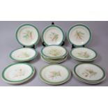 A 19th Century Worcester Porcelain Hand Painted Floral and Green Bordered Fruit Set To Comprise