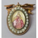 An Early 20th Century Brooch Having Hand Painted Cartouche Depicting Maiden, Back Stamp TLM, Made in