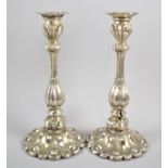 A Pair of Victorian Silver Plated Candlesticks by J Sherwood and Son, Weighted Bases and one with