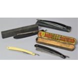 A Collection of Four Cut Throat Razors, Three With Original Cases