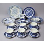A Collection of Various Blue and White to comprise Spode Italian Pattern Bowl (AF) Willow Pattern