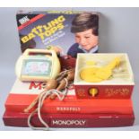 A Collection of Vintage Toys and Games to Include Monopoly, Battling Tops, Fisher Price Record