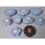 A Collection of Nine Pieces of Various Wedgwood Jasperware to comprise Lidded Boxes