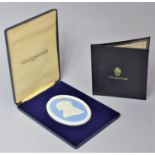 A Limited Edition Wedgwood Blue and White Jasperware Portrait Medallion to Commemorate the Birth