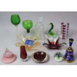 A Collection of Various Glassware to comprise Murano Bowl, Cut Glass Decanter, Perfume Bottle,