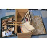 A Collection of Sundries to Include Carpet Bowls, Small Telescope, Children's Croquet Mallets,