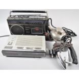 A Roberts Radio Cassette, Alarm Radio, Vintage Metal Fan and Iron