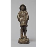 A Bronze Effect Study of Child in Raincoat and Galoshes, 12cms High