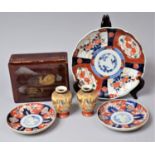 A Collection of Oriental Imari Bowls, Satsuma Vases and a Lacquered Box