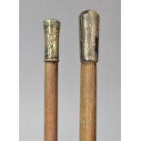 Two Silver Topped Swagger Sticks, 64cm and 62cm Long