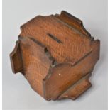 A Late 19th/Early 20th Century Cubic Oak Puzzle Money Box, 12cms Wide
