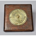 A Vintage Desktop Brass World Timer Dial Mounted on Square Wooden Plinth, 7.5cms Square