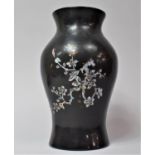 A 20th Chinese Lacquer and Mother of Pearl Vase, 23cm High