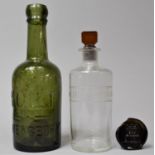 A Vintage Green Glass Bottle for Holt, Shrewsbury Together with a Chemist Sulphuric Acid Bottle