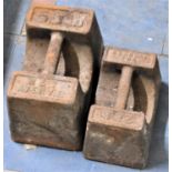 Two Vintage Avery Weights, 56lb and 28lb
