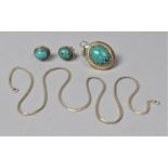 A Suite of Turquoise and Silver Jewellery to Comprise Pendant on Chain and Pair of Earrings