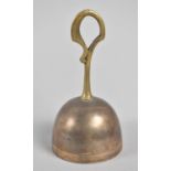 An Indian Brass Temple Bell, Handle in the Form of an Elongated Stork or Crane, 13cms High