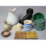 A Collection of Various China to comprise Black Glazed Staffordshire Dog, Water Jug, Two 19th