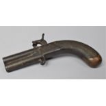 A 19th Century Over and Under Double Barrel Percussion Cap Pistol with 7cms Long Barrels, Hidden