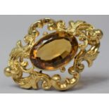 A Victorian Gilt Metal and Citrine Stone Brooch, 6x4cm total Weight, 24.9g