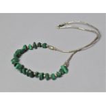 A Silver and Malachite Chip Necklace with Silver Ball Spacers, 48cm Overall