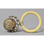 A Silver and Ivory French Baby's Teething Ring and Rattle, Early 20th Century