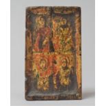 A Small 19th century Rectangular Byzantine Icon Depicting the Four Evangelists, 10cms x6cms