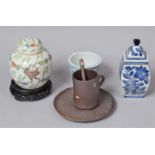 A Collection of Modern Oriental Ceramics to Include Lidded Ginger Jar, Yixing Trio Decorated with