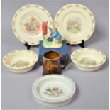 A Collection of Various Children's Ceramics to comprise Bunnykins Baby Plates, Two Bunnykins Plates,