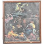 A Framed Oil on Card, Nativity Scene with Shepherds in Fields, 29x33cm